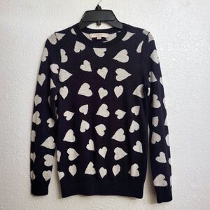 Ann Taylor LOFT Wool Heart Navy blue sweater: soft, warm, classic, preppy Valent